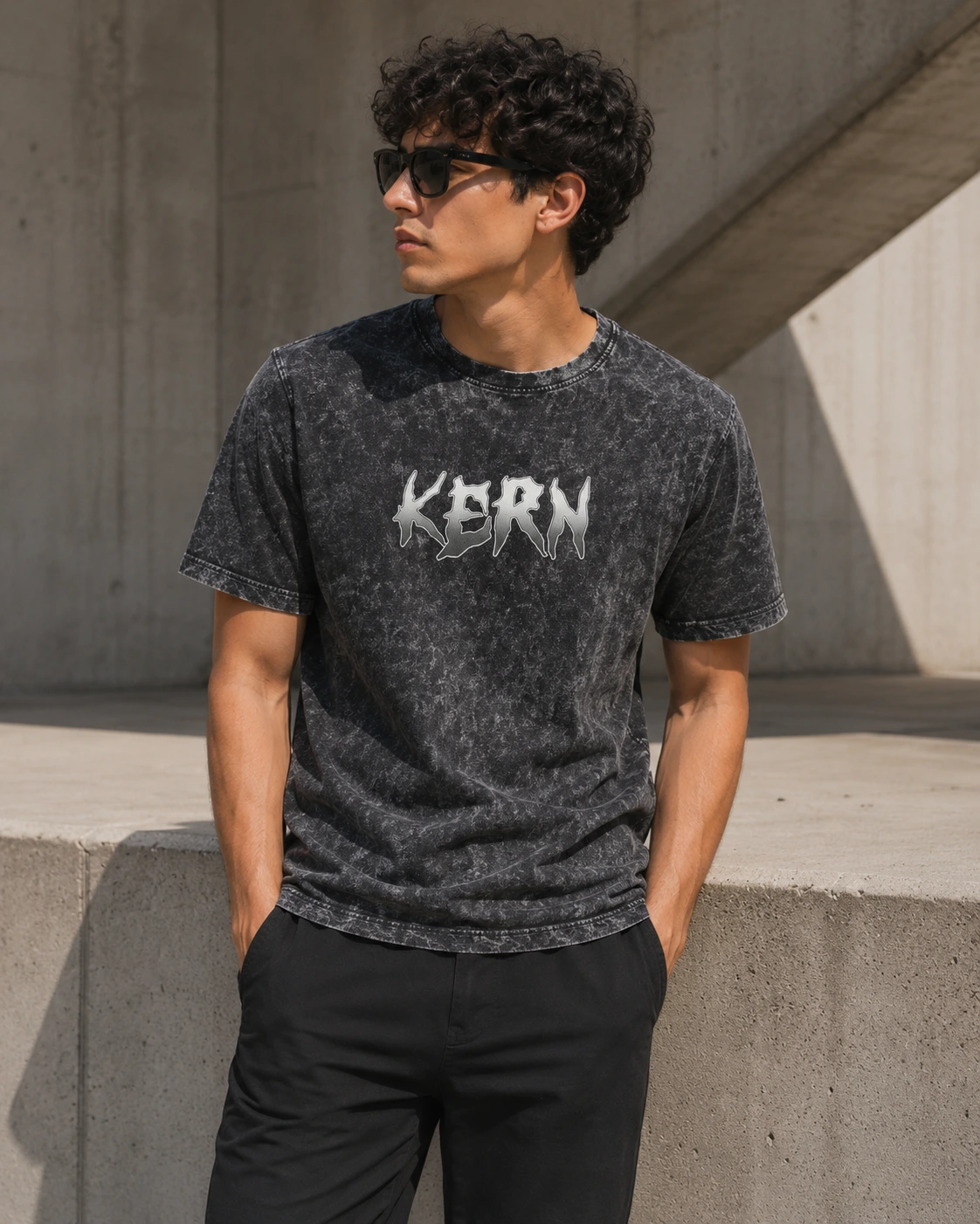 KERN Waffle Active Glacier Grey Shirt mit strukturierter Stoffoberfläche